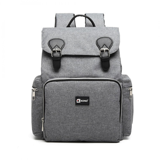 E1976 - KONO TRAVEL BABY CHANGING BACKPACK WITH USB CHARGING INTERFACE - GREY