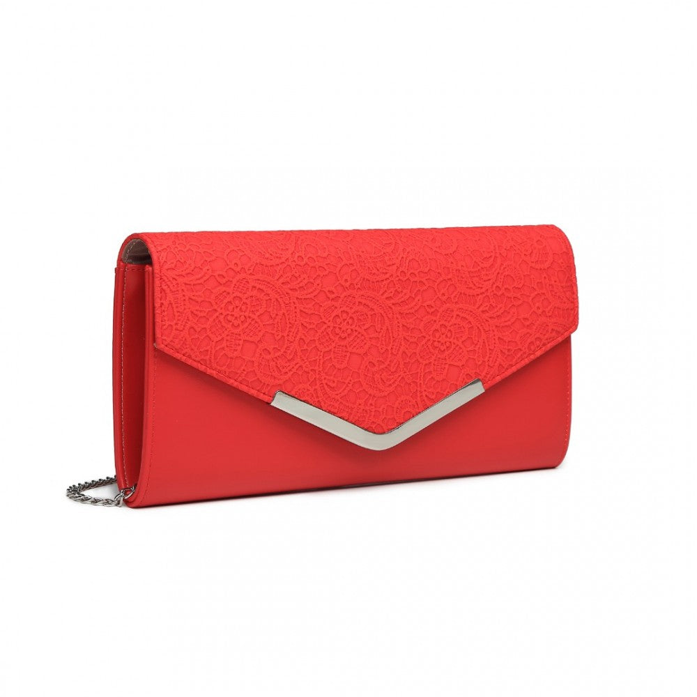 LP2312 - MISS LULU LACE ENVELOPE FLAP CLUTCH EVENING BAG - RED