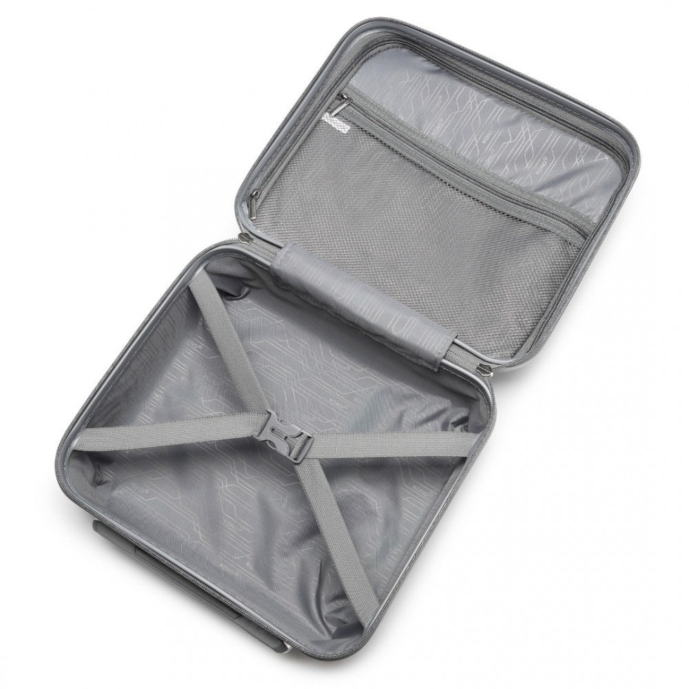 K2092L - KONO 14 INCH BRIGHT HARD SHELL PP VANITY CASE - GREY