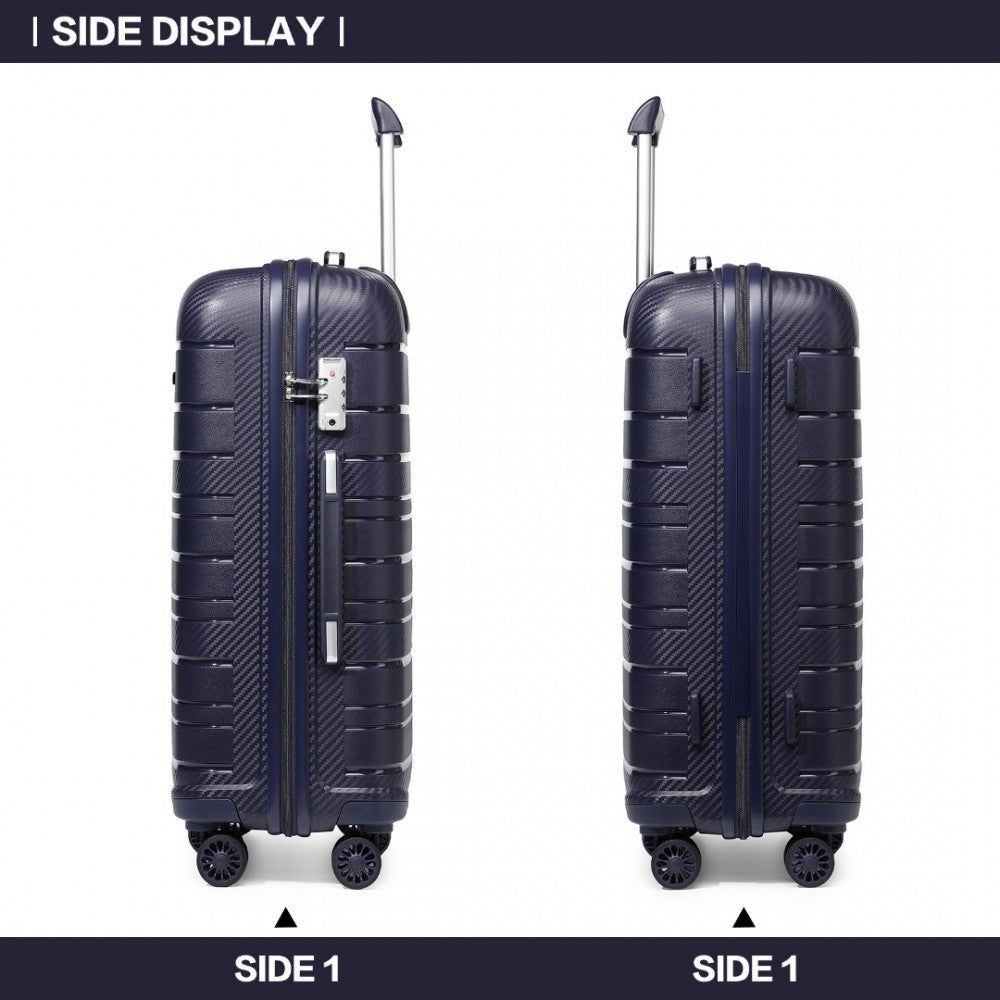 K2091L - KONO 24 INCH MULTI TEXTURE HARD SHELL PP SUITCASE - CLASSIC COLLECTION - NAVY