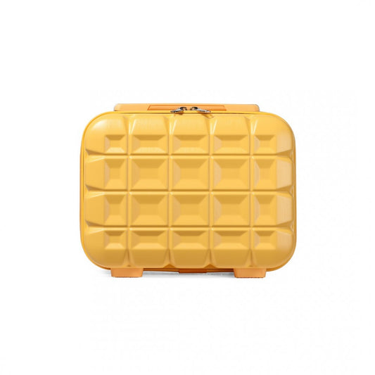 K2292L - KONO 13 INCH LIGHTWEIGHT HARD SHELL ABS VANITY CASE - YELLOW