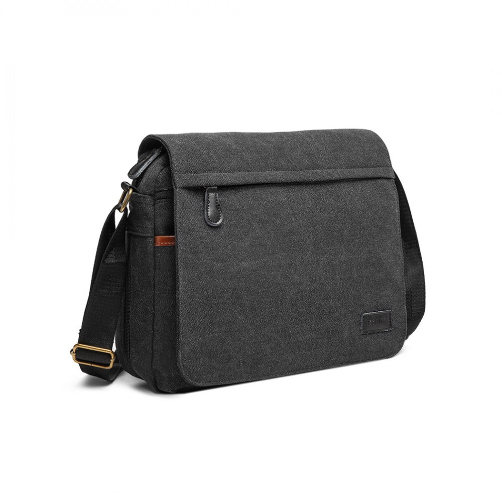 LB1925 - KONO CLASSIC EXPANDING MESSENGER BAG - BLACK