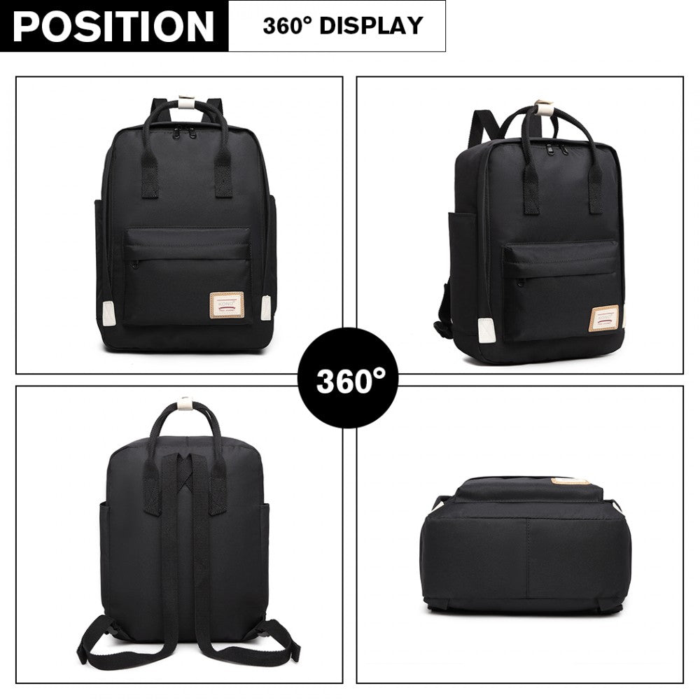 EB2017 - KONO LARGE POLYESTER LAPTOP BACKPACK - BLACK