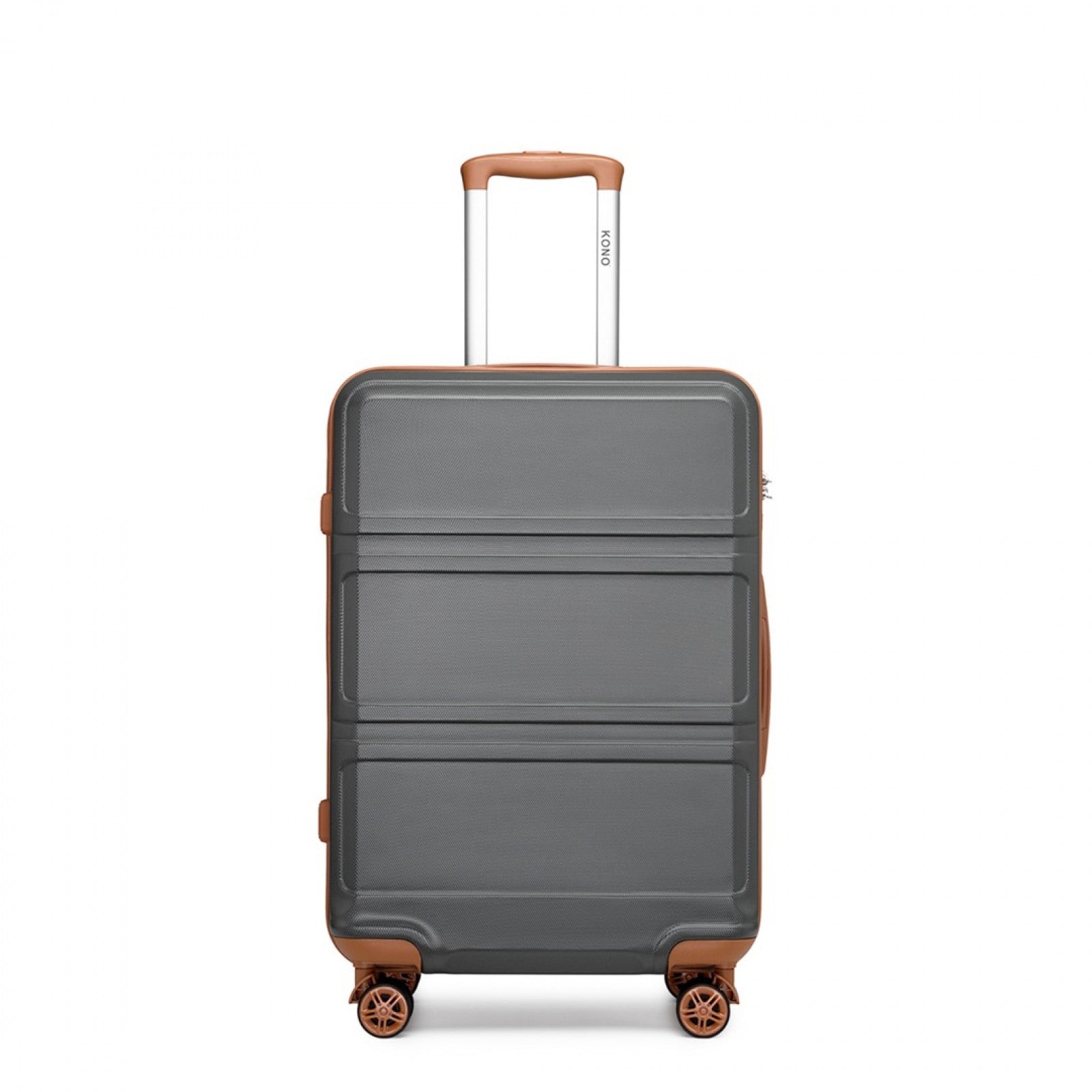 K1871-1L - KONO ABS 20 INCH SCULPTED HORIZONTAL DESIGN CABIN LUGGAGE - GREY AND BROWN - The Baggage Shop