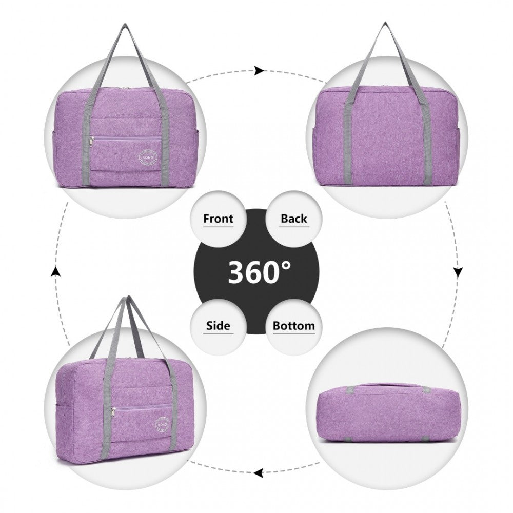 EQ2256 - KONO FOLDABLE WATERPROOF STORAGE TRAVEL HANDBAG - PURPLE