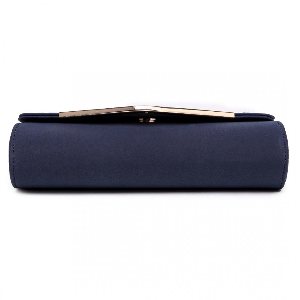 LH1756 - MISS LULU LEATHER LOOK ENVELOPE CLUTCH BAG - NAVY