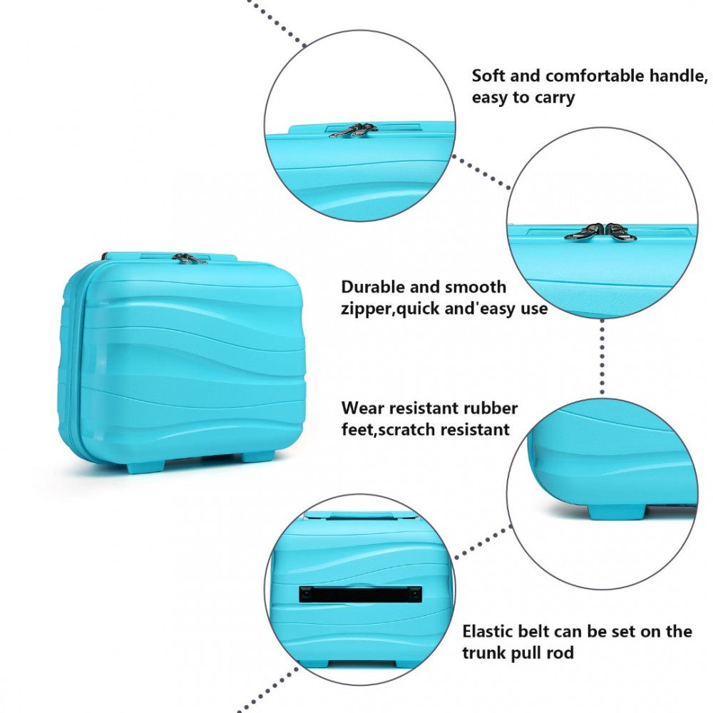 K2094L - KONO 14 INCH LIGHTWEIGHT POLYPROPYLENE HARD SHELL VANITY CASE - BLUE