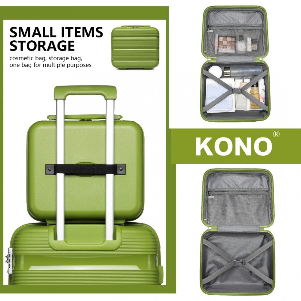 K2092L - KONO 14 INCH BRIGHT HARD SHELL PP VANITY CASE - GREEN