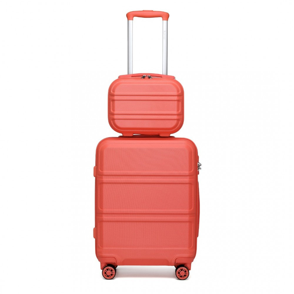 K1871-1L - SET DE VALIZE KONO ABS CU 4 ROȚI ȘI CAZ VANITY - CORAL