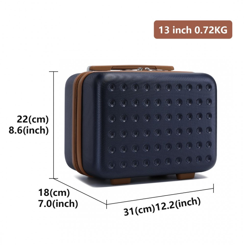 K2394L - KONO 13 INCH SPECIAL HARD SHELL ABS VANITY CASE - NAVY