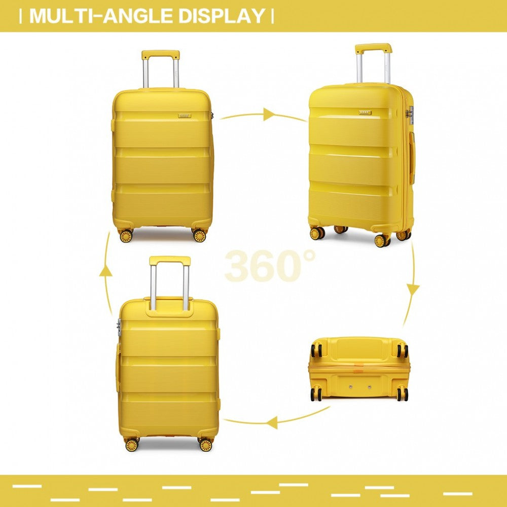 K2092L - KONO 24 INCH BRIGHT HARD SHELL PP SUITCASE - CLASSIC COLLECTION - YELLOW