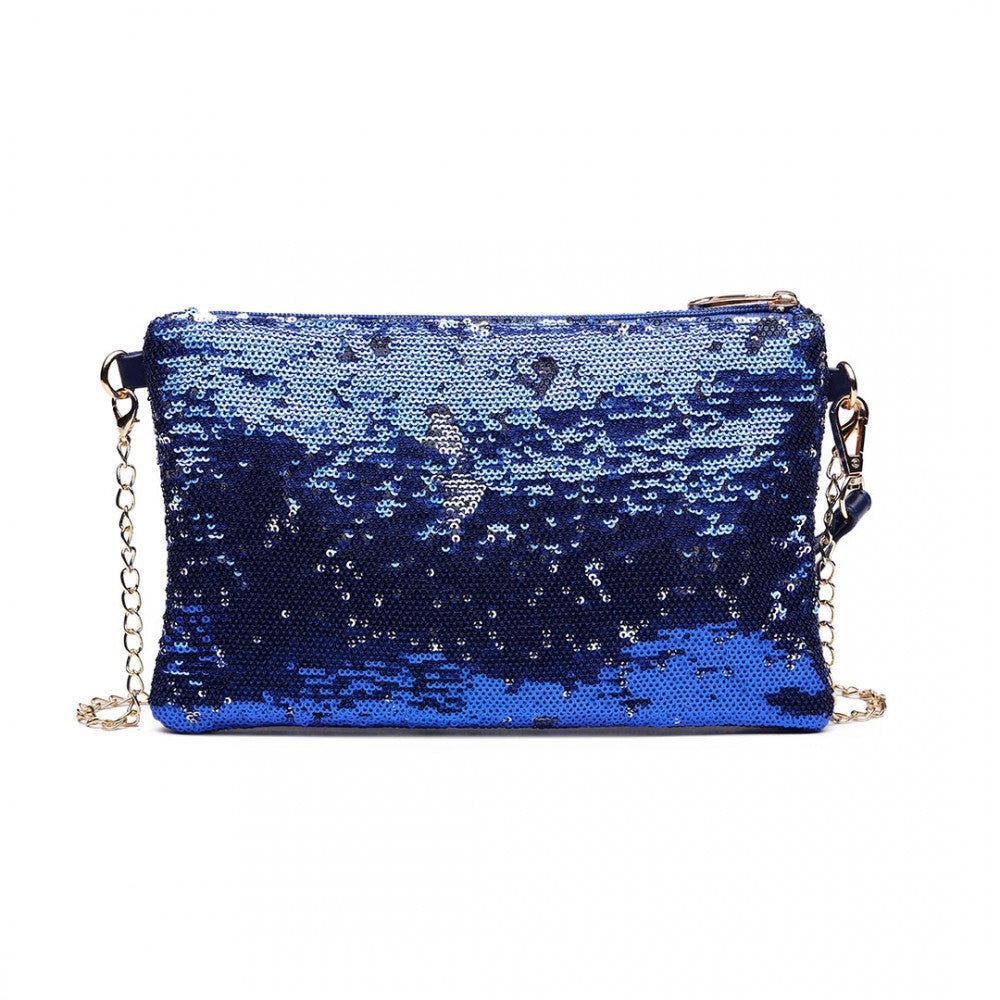 LH1765 - MISS LULU SEQUINS CLUTCH EVENING BAG - NAVY