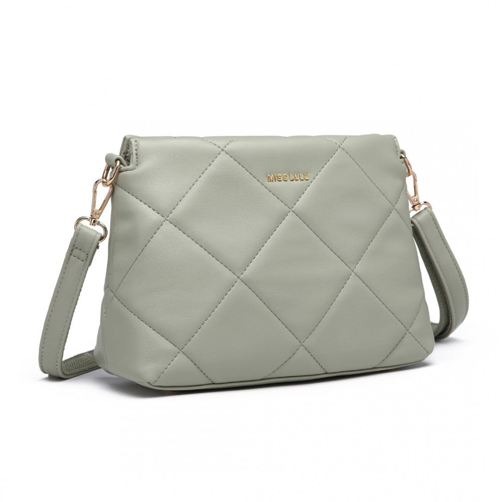 LB2237 - MISS LULU PU LEATHER RHOMBUS SHOULDER BAG - GREEN