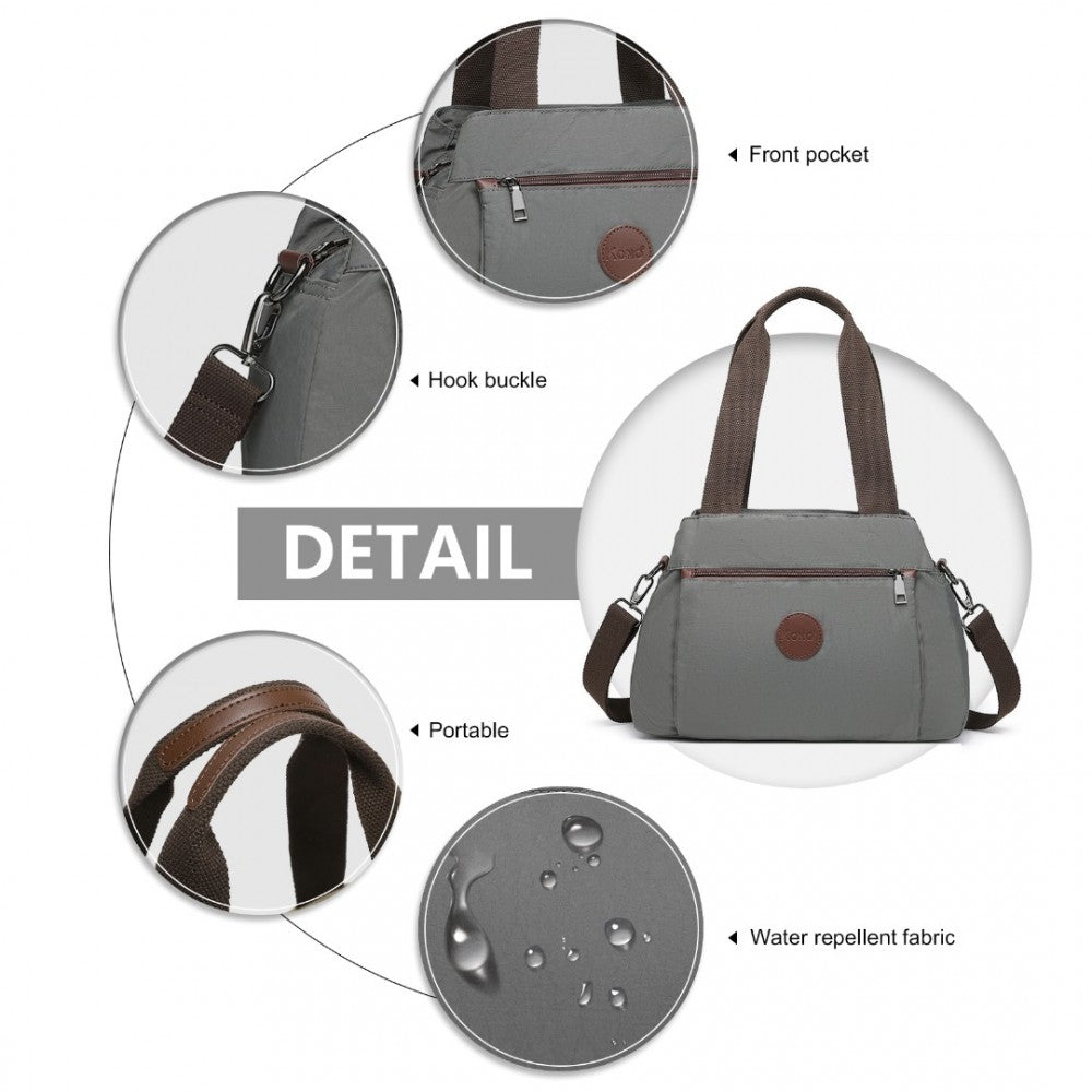 EH2239 - KONO WATERPROOF MULTI-FUNCTIONAL HANDBAG CROSS BODY BAG - GREY