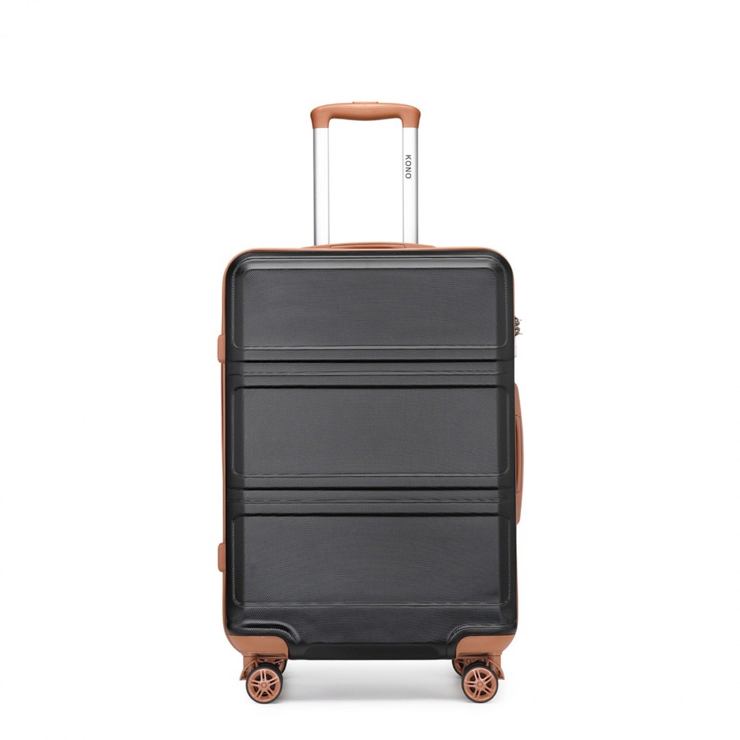 K1871-1L - KONO ABS 20 INCH SCULPTED HORIZONTAL DESIGN CABIN LUGGAGE - BLACK AND BROWN - The Baggage Shop