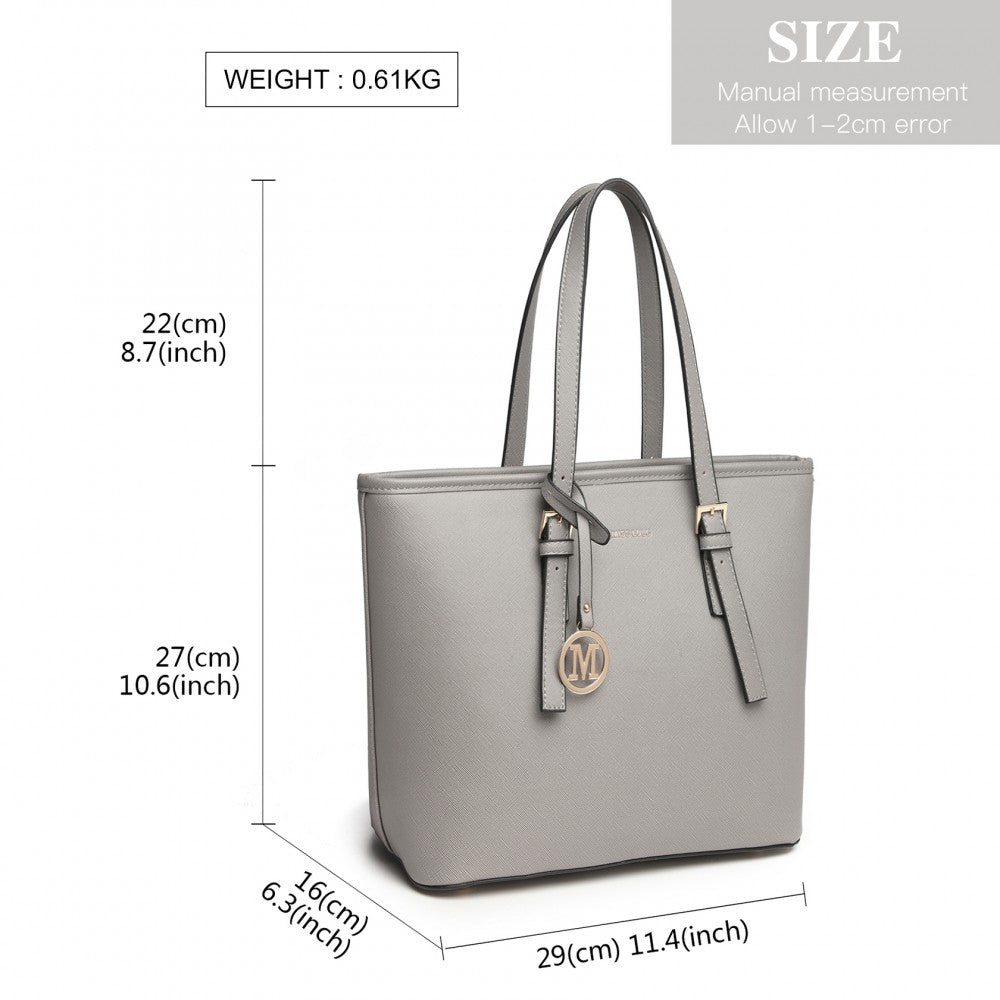 LT2054 - MISS LULU MINIMALIST TOTE HANDBAG STRUCTURED - GREY