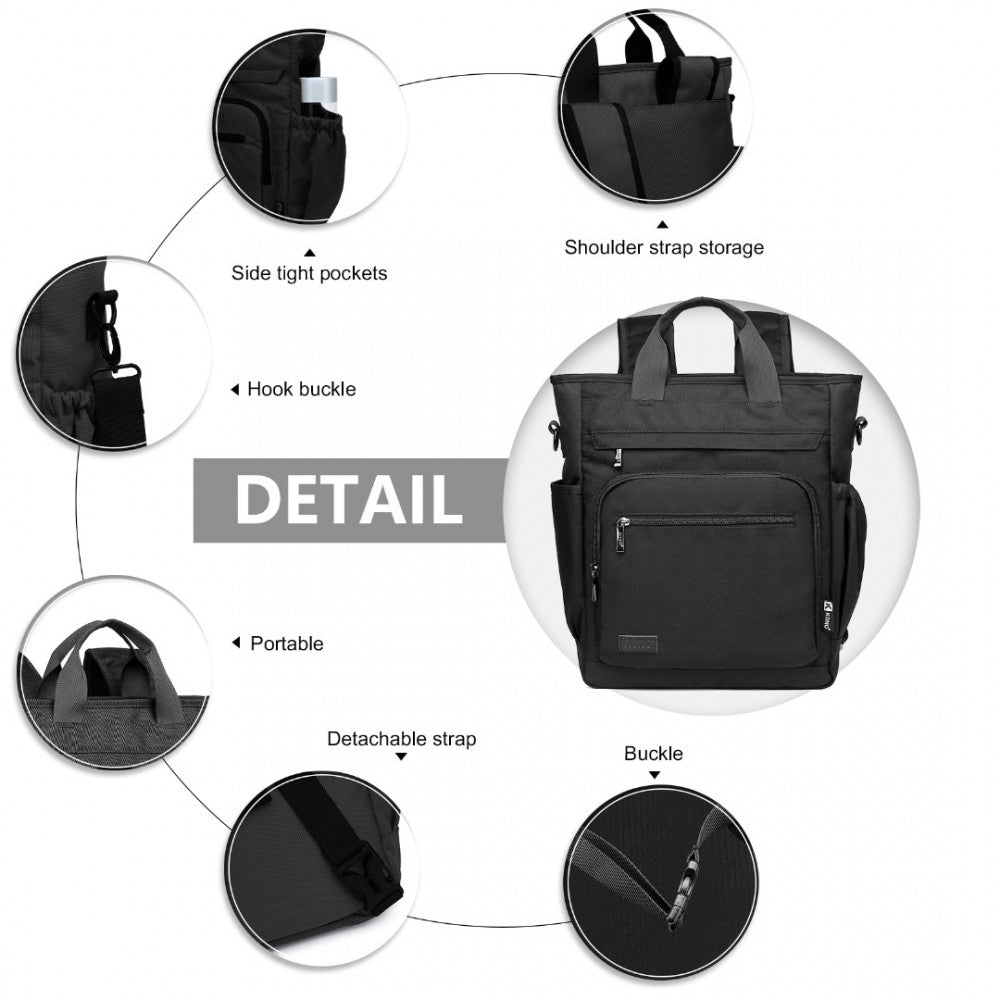 EM2137 - KONO DURABLE WATERPROOF MULTI MEN’S BACKPACK SHOULDER BAG - BLACK