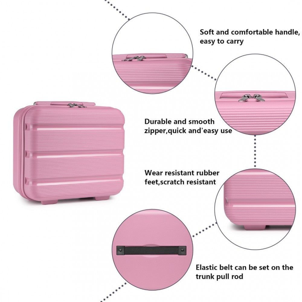 K2092L - KONO 14 INCH BRIGHT HARD SHELL PP VANITY CASE - PINK