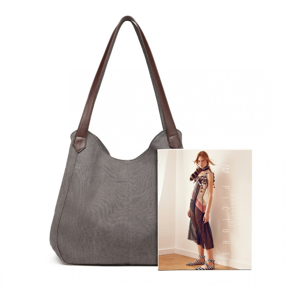 EB2040L - KONO CANVAS SHOULDER TOTE BAG - GREY