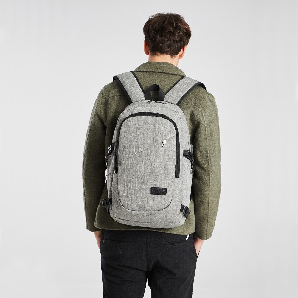 E6715 - KONO BUSINESS LAPTOP BACKPACK WITH USB CHARGING PORT - GREY