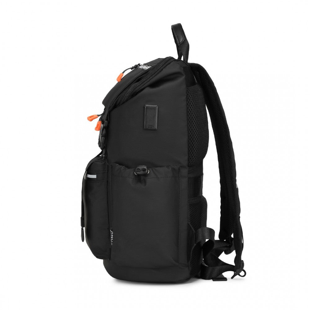 EQ2404 - KONO ADVANCED LEISURE BACKPACK WITH REFLECTIVE SAFETY FEATURES USB CHARGING AND DEDICATED LAPTOP SLEEVE - BLACK