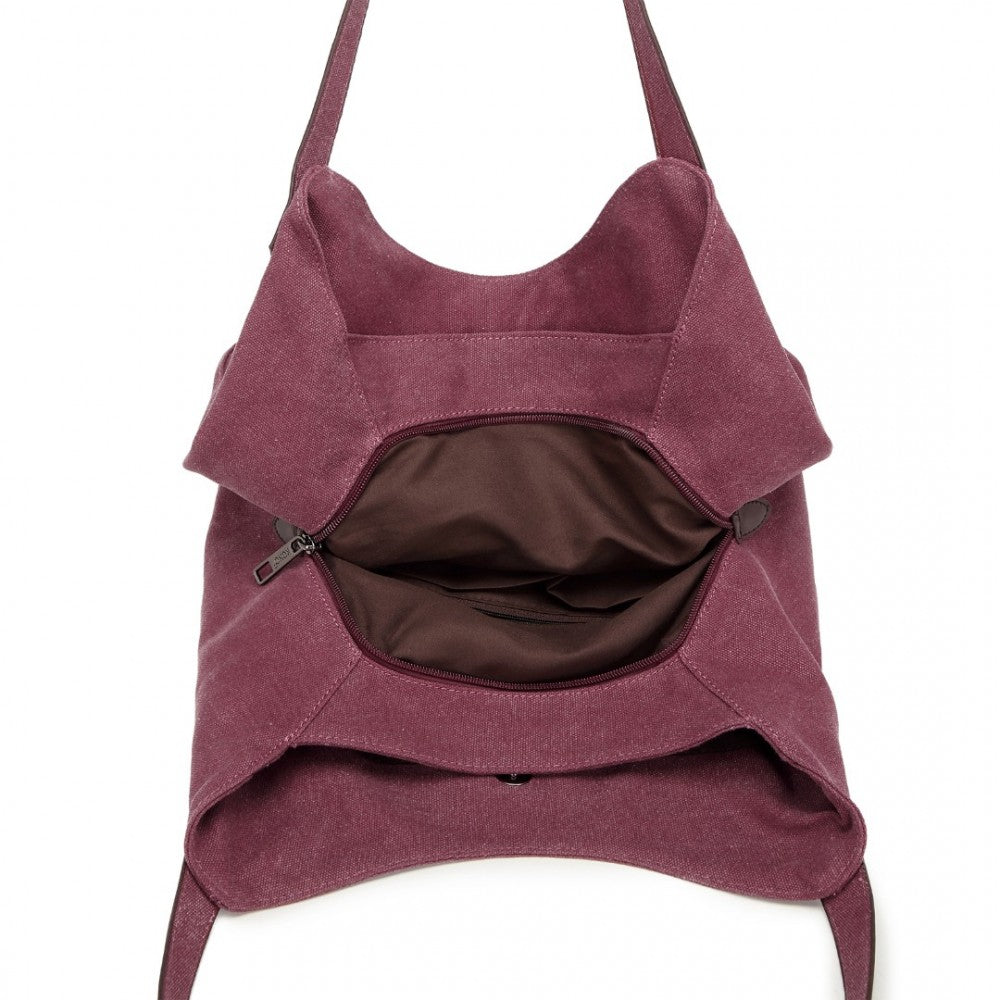 EB2040L - KONO CANVAS SHOULDER TOTE BAG - CLARET