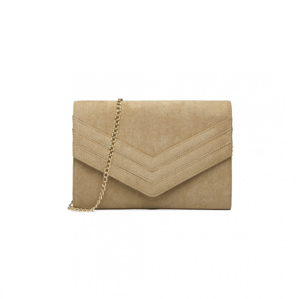 LP1963 - MISS LULU CHEVRON ENVELOPE CLUTCH BAG - LIGHT BROWN