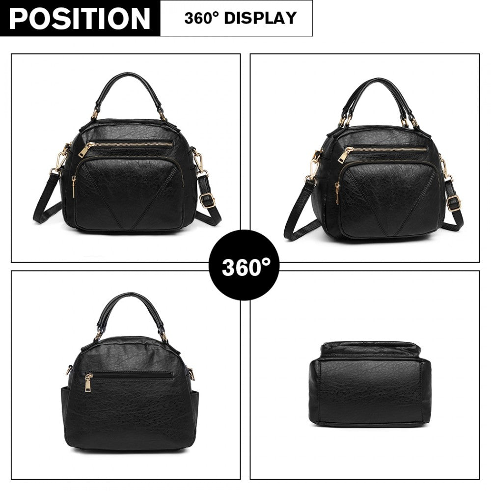 LB6907 - MISS LULU BOWLER STYLE SHOULDER BAG - BLACK