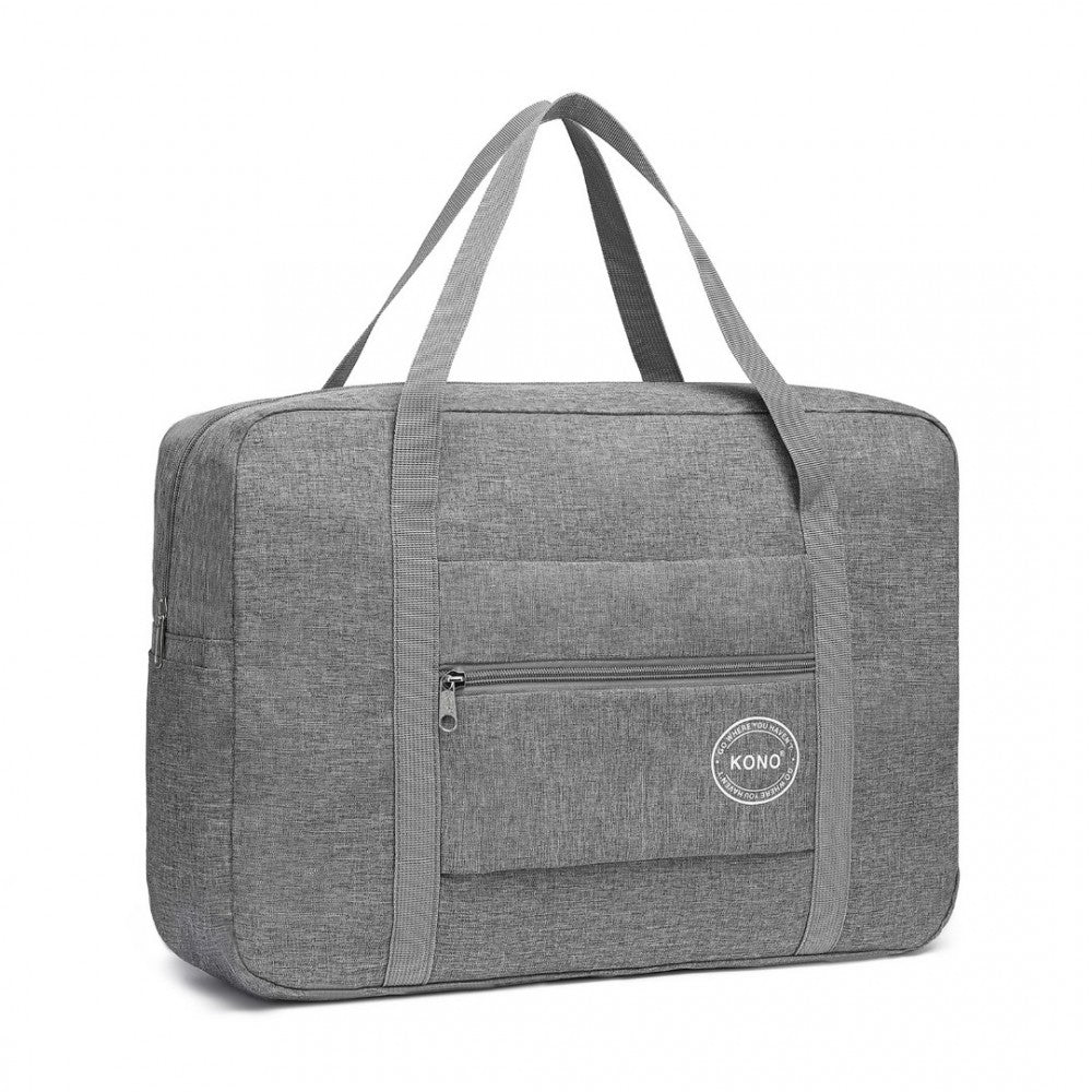 EQ2256 - KONO FOLDABLE WATERPROOF STORAGE TRAVEL HANDBAG - GREY