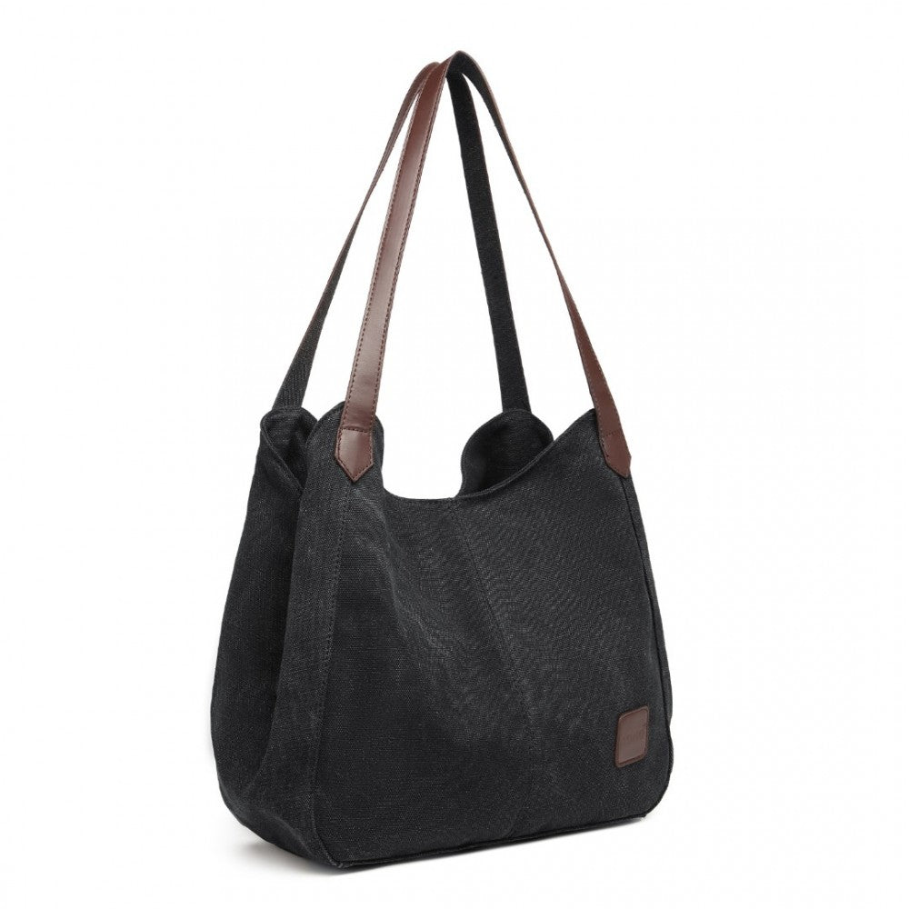 EB2040L - KONO CANVAS SHOULDER TOTE BAG - BLACK