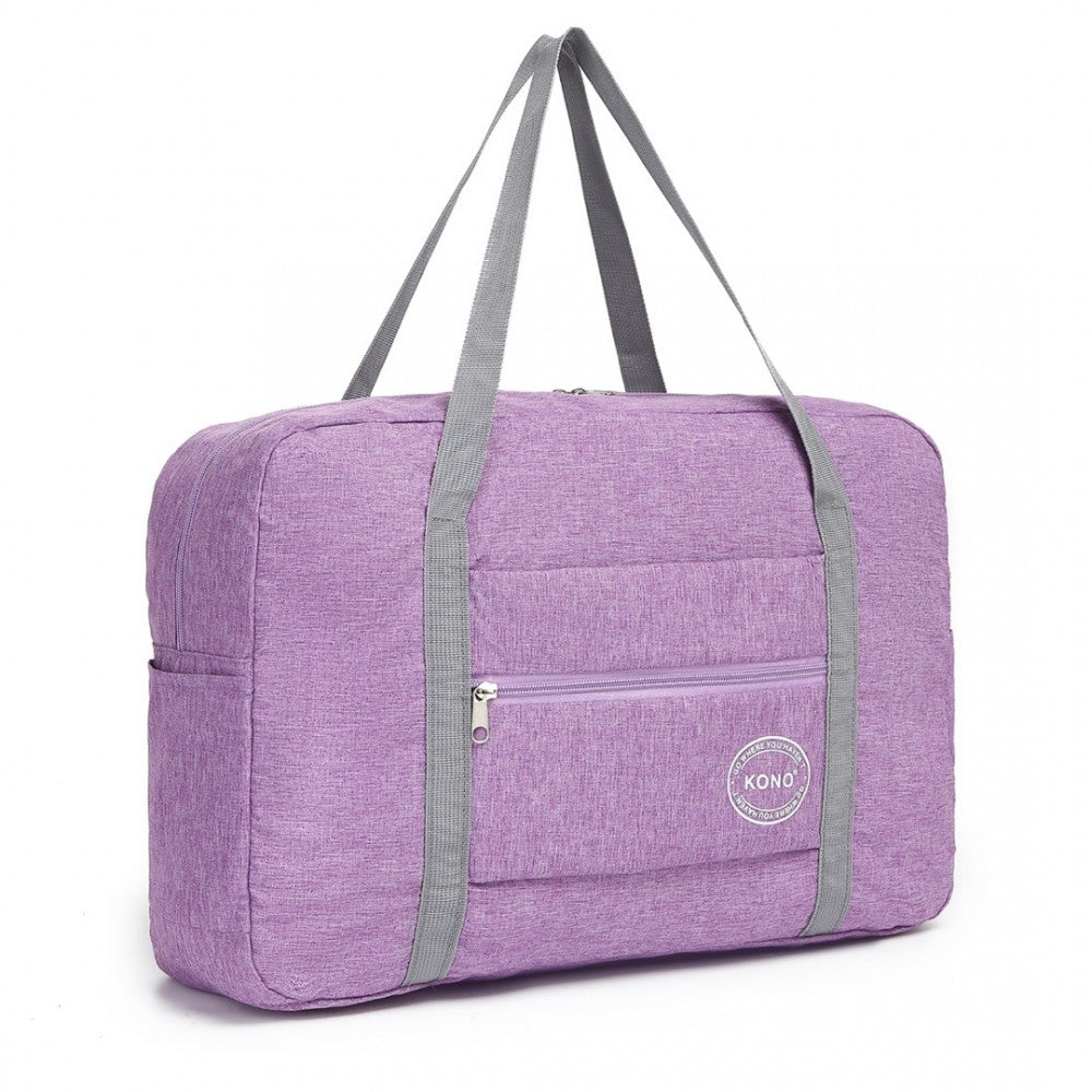 EQ2256 - KONO FOLDABLE WATERPROOF STORAGE TRAVEL HANDBAG - PURPLE