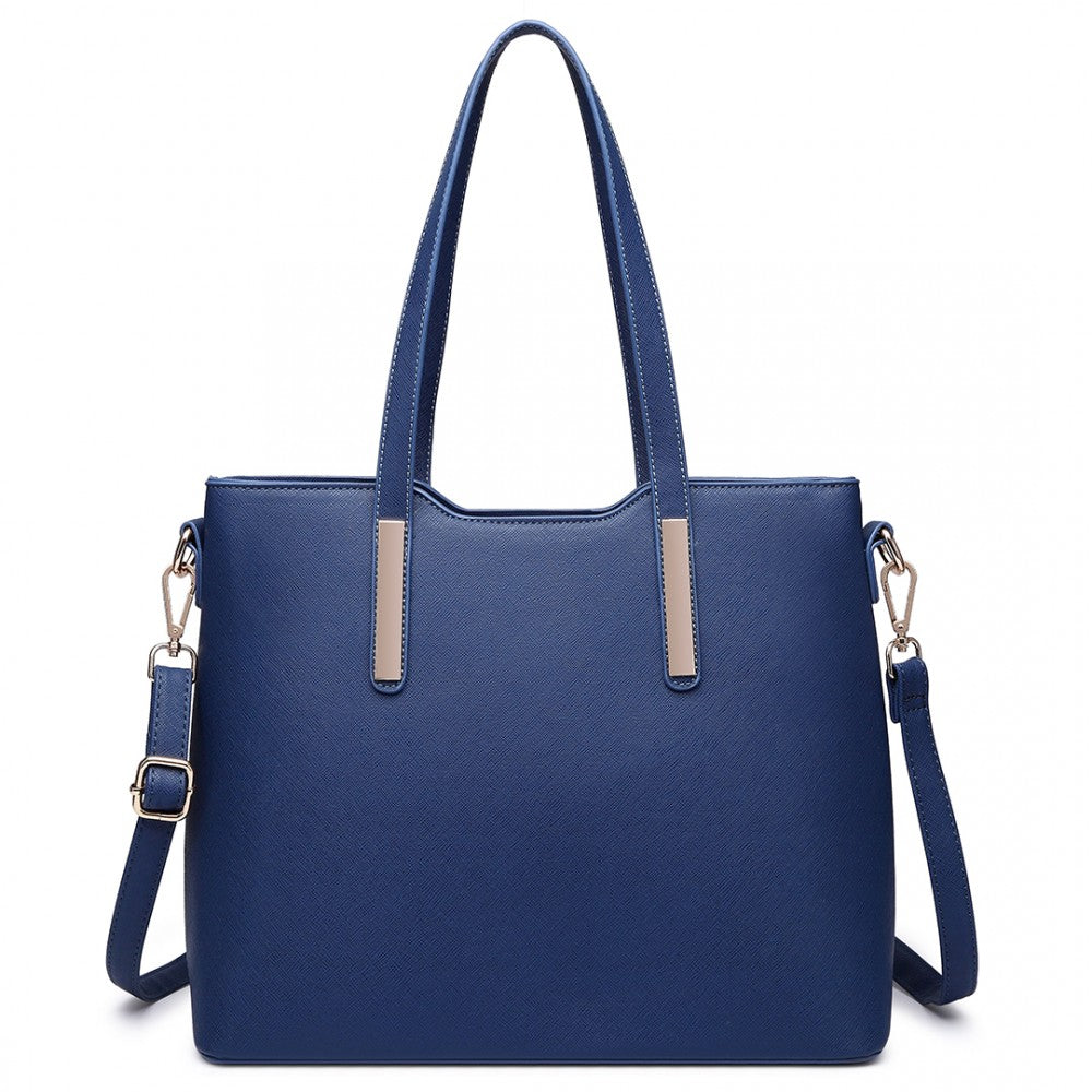 LT6648 - MISS LULU THREE PIECE TOTE SHOULDER BAG AND CLUTCH - NAVY