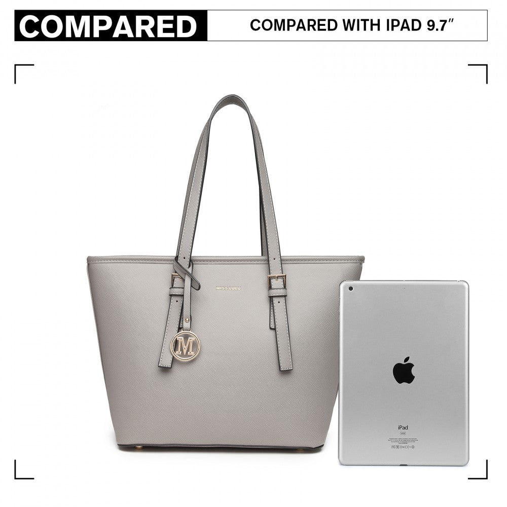 LT2054 - MISS LULU MINIMALIST TOTE HANDBAG STRUCTURED - GREY