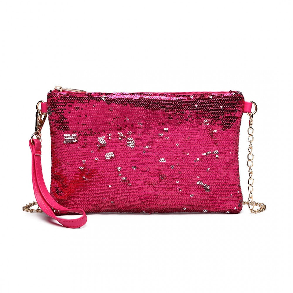 LH1765 - MISS LULU SEQUINS CLUTCH EVENING BAG - PLUM