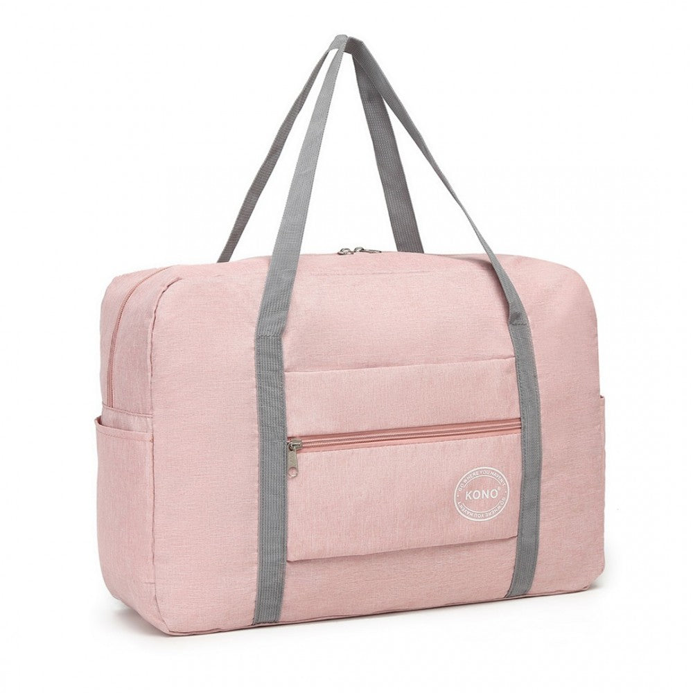 EQ2256 - KONO FOLDABLE WATERPROOF STORAGE TRAVEL HANDBAG - PINK