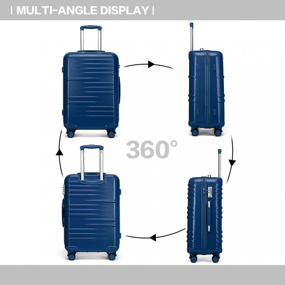 K2391L - BRITISH TRAVELLER 28 INCH DURABLE POLYCARBONATE AND ABS HARD SHELL SUITCASE WITH TSA LOCK - NAVY