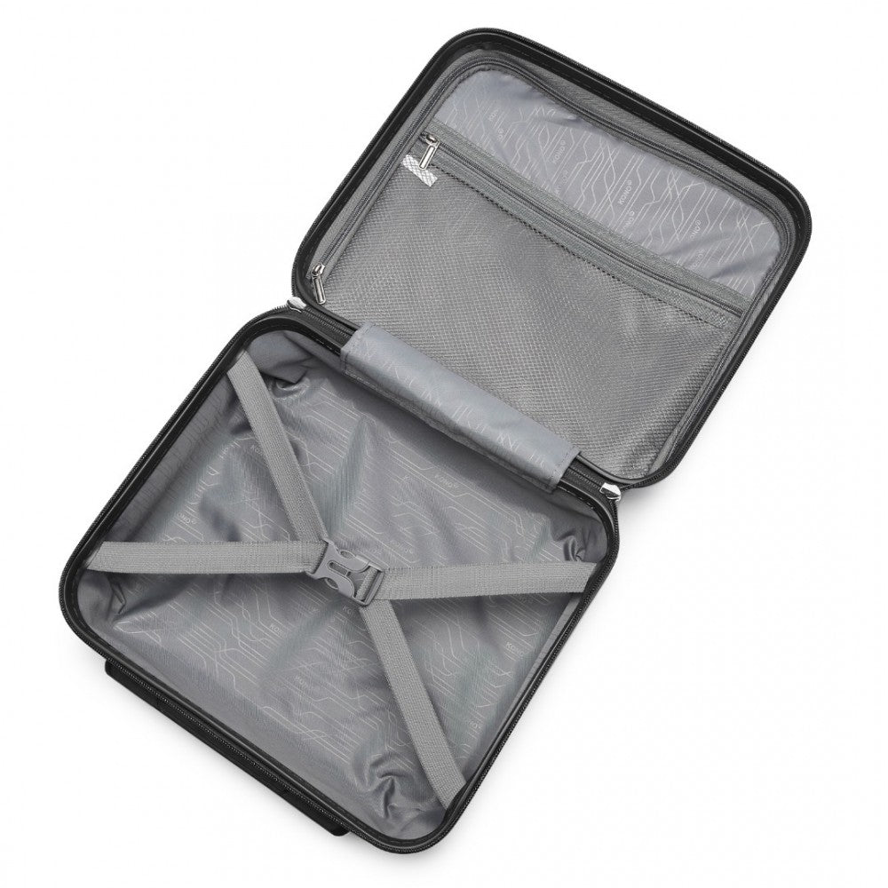 K2092L - KONO 14 INCH BRIGHT HARD SHELL PP VANITY CASE - BLACK