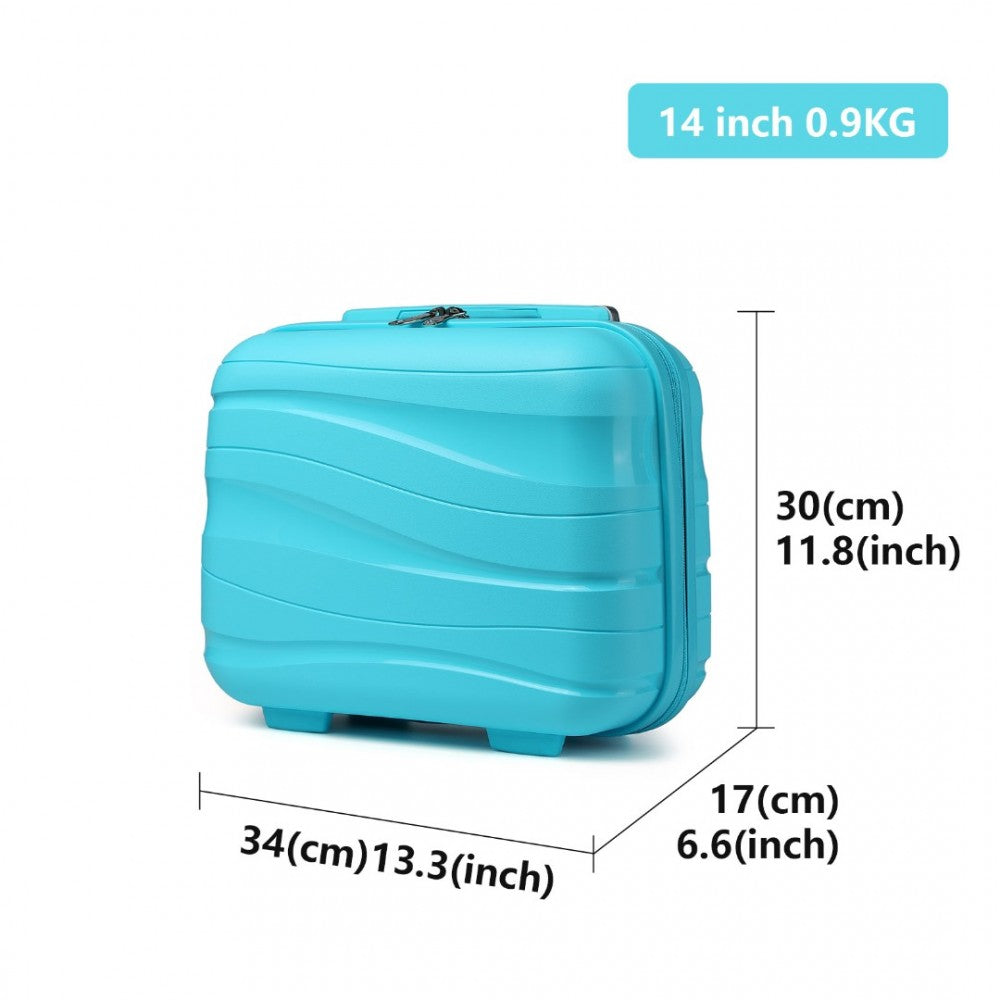 K2094L - KONO 14 INCH LIGHTWEIGHT POLYPROPYLENE HARD SHELL VANITY CASE - BLUE