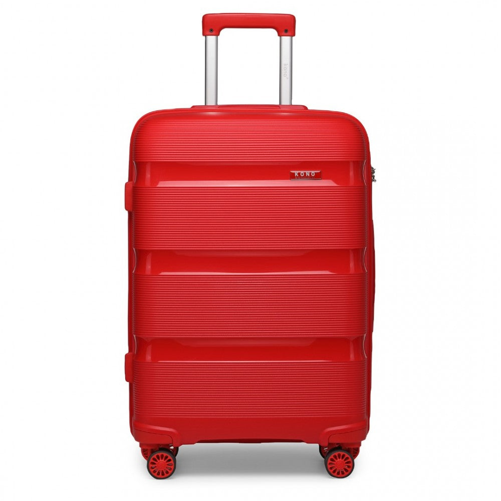 K2092L - KONO 24 INCH BRIGHT HARD SHELL PP SUITCASE - CLASSIC COLLECTION - RED