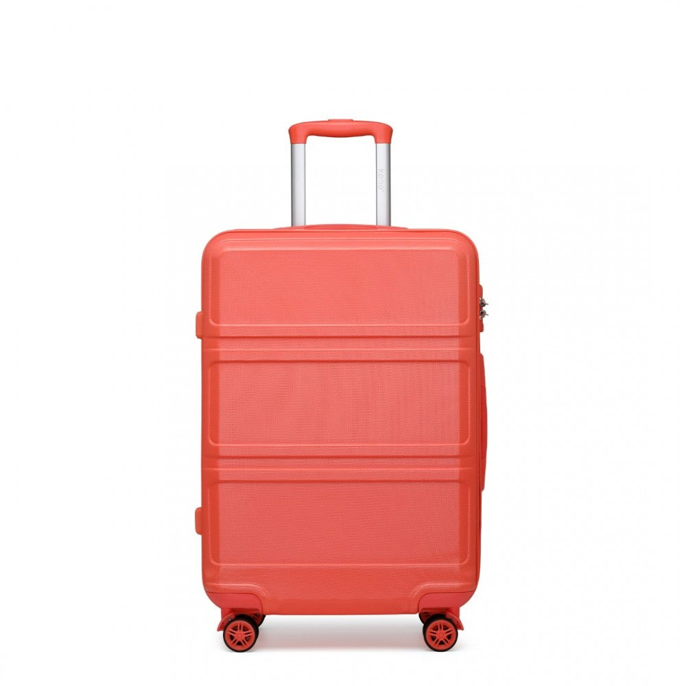 K1871-1L - KONO ABS 24 INCH SCULPTED HORIZONTAL DESIGN SUITCASE - CORAL