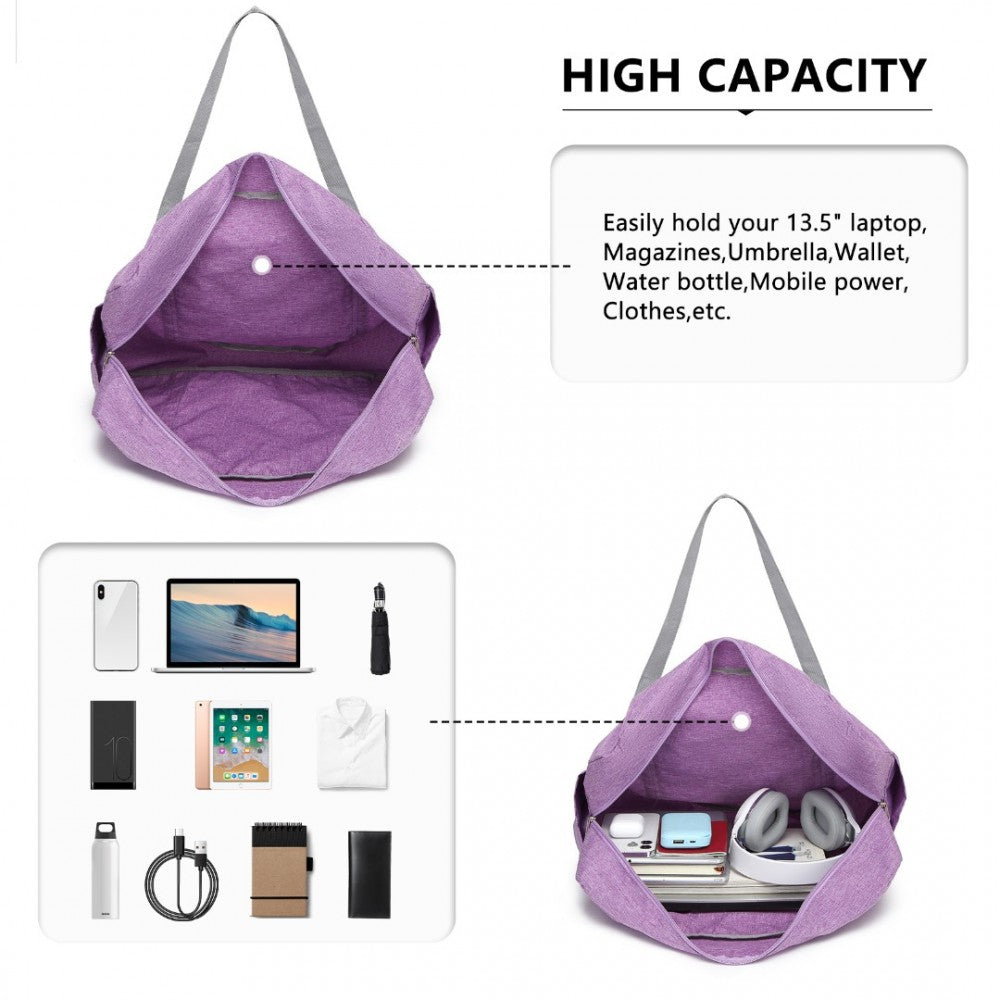 EQ2256 - KONO FOLDABLE WATERPROOF STORAGE TRAVEL HANDBAG - PURPLE