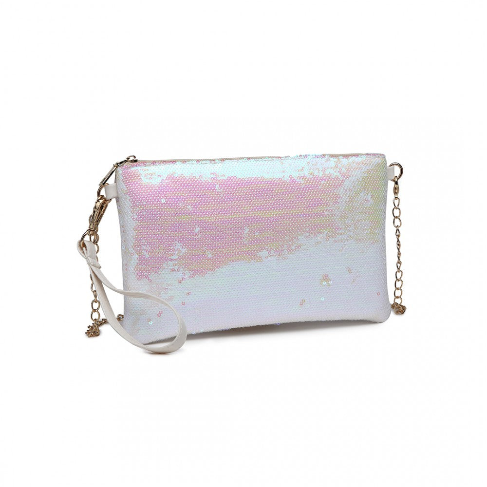 LH1765 - MISS LULU SEQUINS CLUTCH EVENING BAG - WHITE