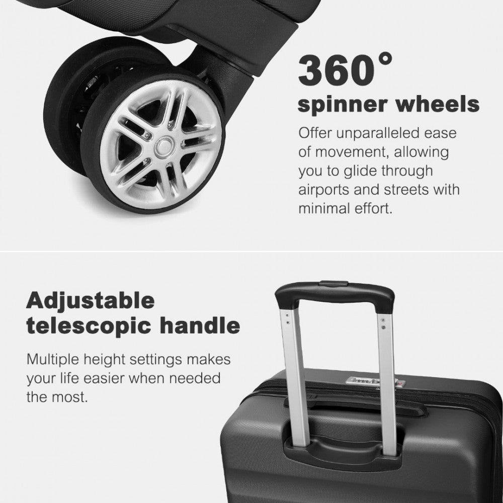 KSK2482 - KONO 24 INCH EXPANDABLE HORIZONTAL ENGRAVED HARD SHELL ABS+PC CHECK-IN SUITCASE WITH TSA LOCK - GREY - The Baggage Shop