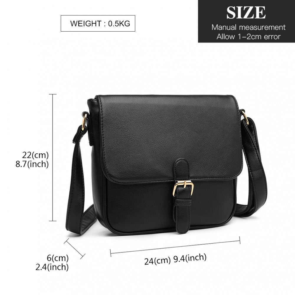 LB2003 - MISS LULU CLASSIC CROSS BODY SHOULDER BAG - BLACK