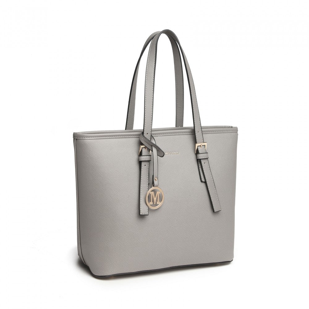 LT2054 - MISS LULU MINIMALIST TOTE HANDBAG STRUCTURED - GREY