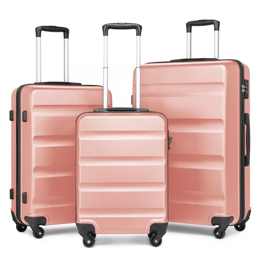 K2191L - KONO 3-PIECE LIGHTWEIGHT ABS HARDSHELL SUITCASE SET - 19, 24, 28 INCH WITH SECURE TSA LOCK - NUDE