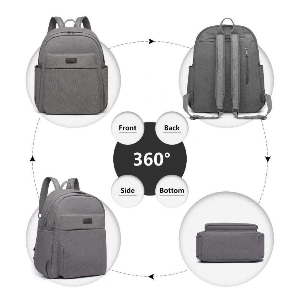 EB2234 - KONO CANVAS LIGHTWEIGHT CASUAL SCHOOL BACKPACK - GREY