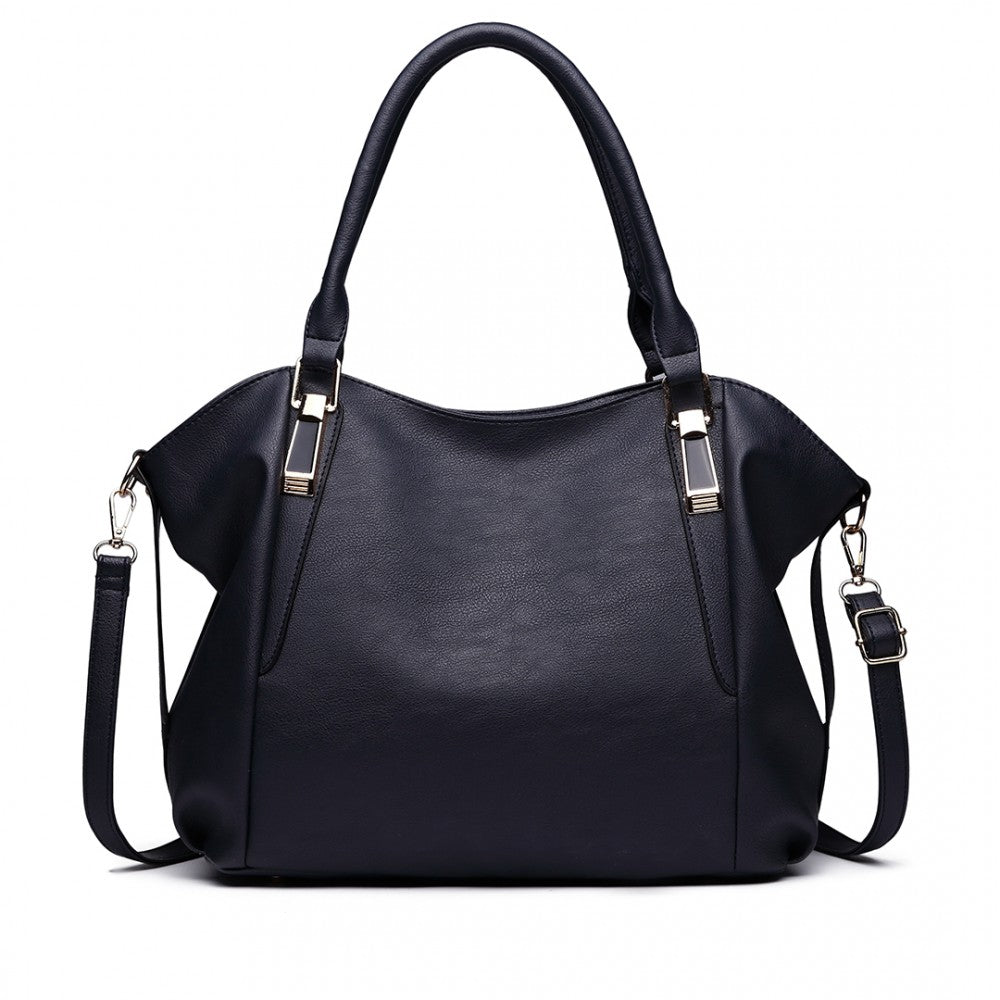 S1716 - MISS LULU SOFT LEATHER ELEGANT SIMPLE SHOULDER BAG - NAVY