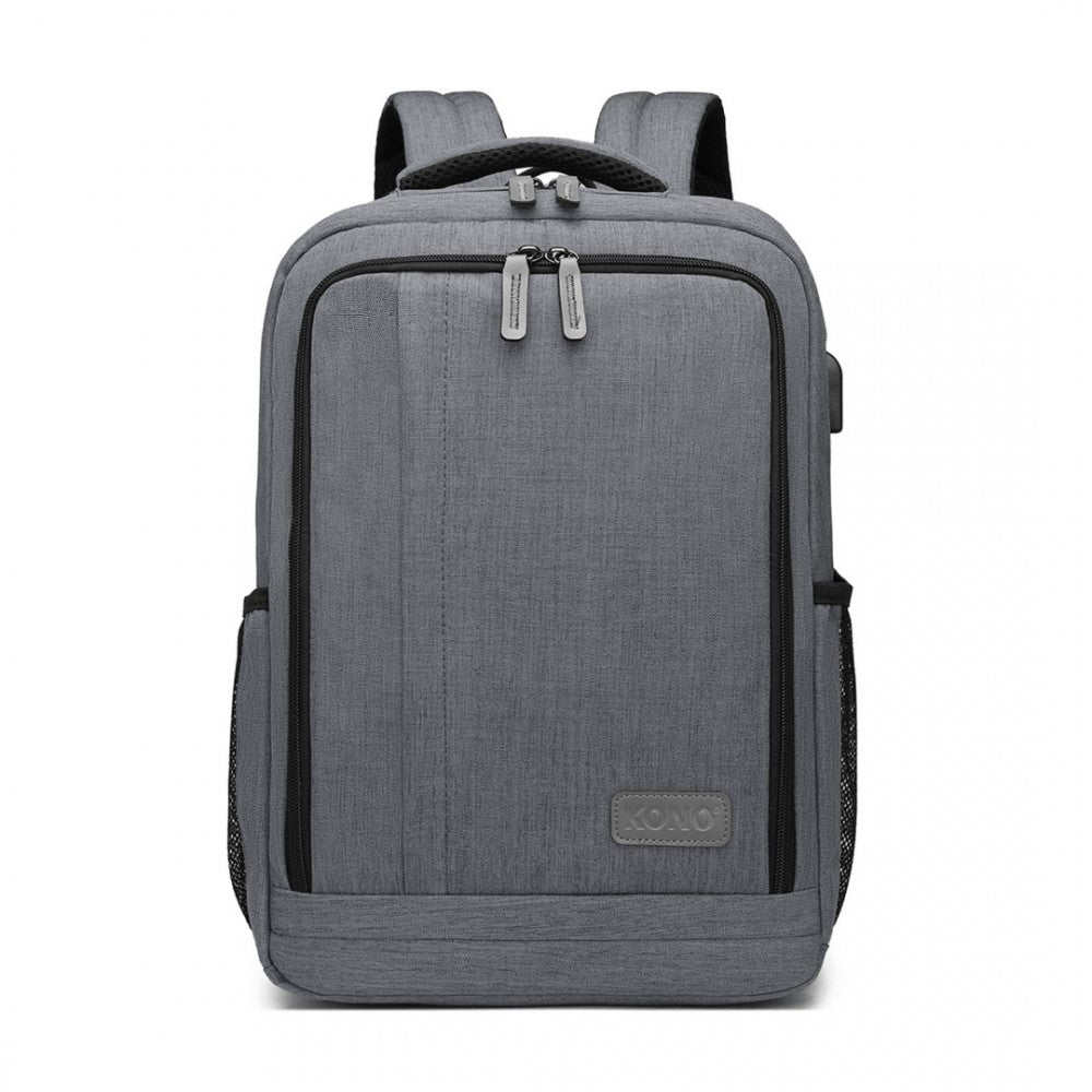 EM2111S - KONO MULTI-COMPARTMENT BACKPACK WITH USB PORT - GREY