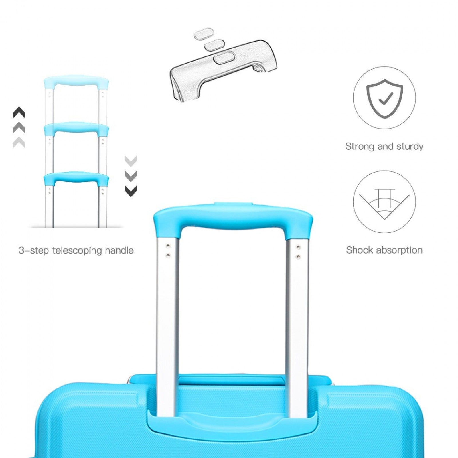K1871-1L - KONO ABS 20 INCH SCULPTED HORIZONTAL DESIGN CABIN LUGGAGE - BLUE - The Baggage Shop
